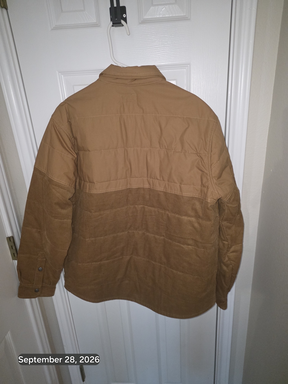 Brixton Men’s Tan Corduroy Quilted Jacket (Cass JACKET) - Picture 3 of 6